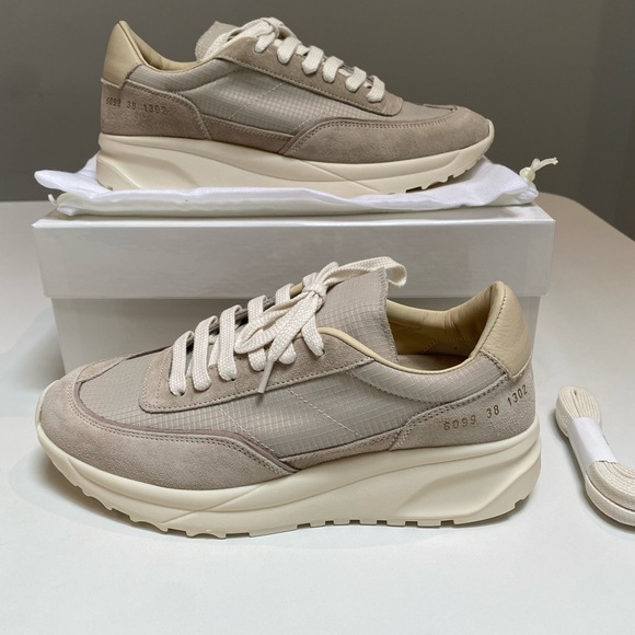 Woman by Common Projects Track 80 Sneaker in Tan Suede/Ripstop sz 38 New in Box - Picture 4 of 9